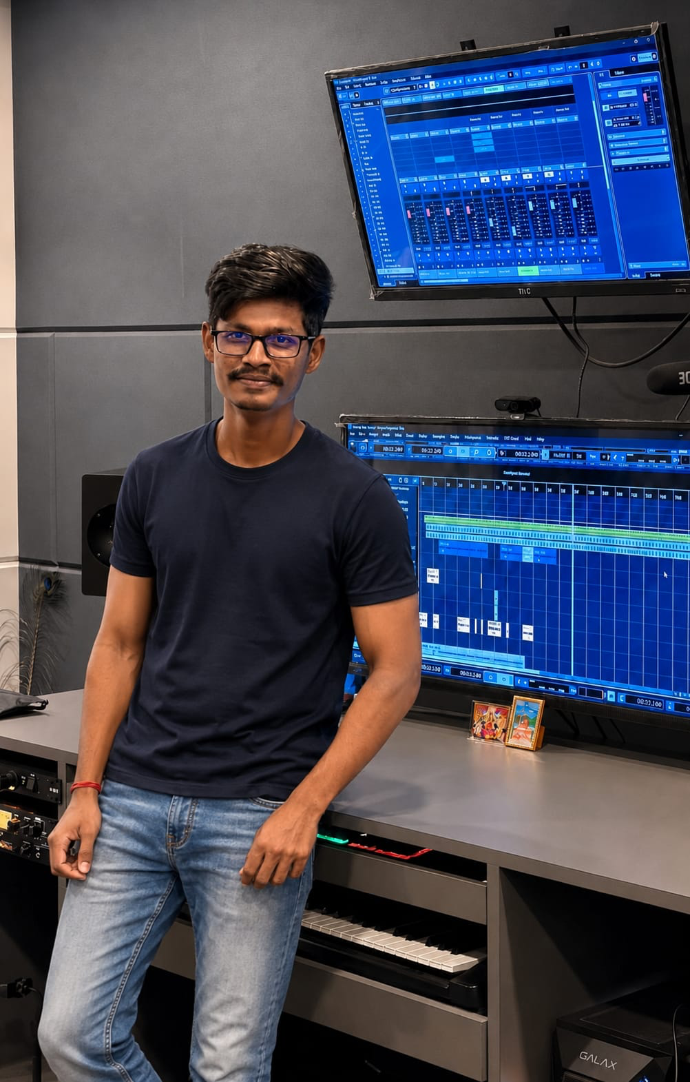 Director of C7 Music Studio in the treated production room